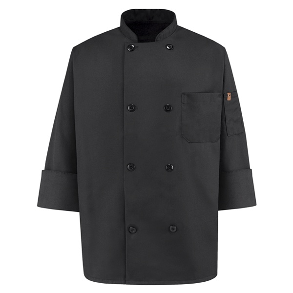 Eight Pearl-Button Black Chef Coat - KT76